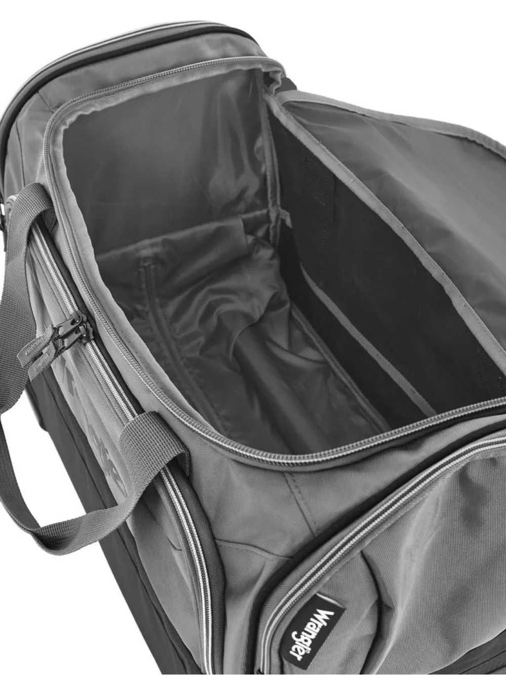 Wrangler Two-Tone Rolling Duffel Bag - Gray and Black